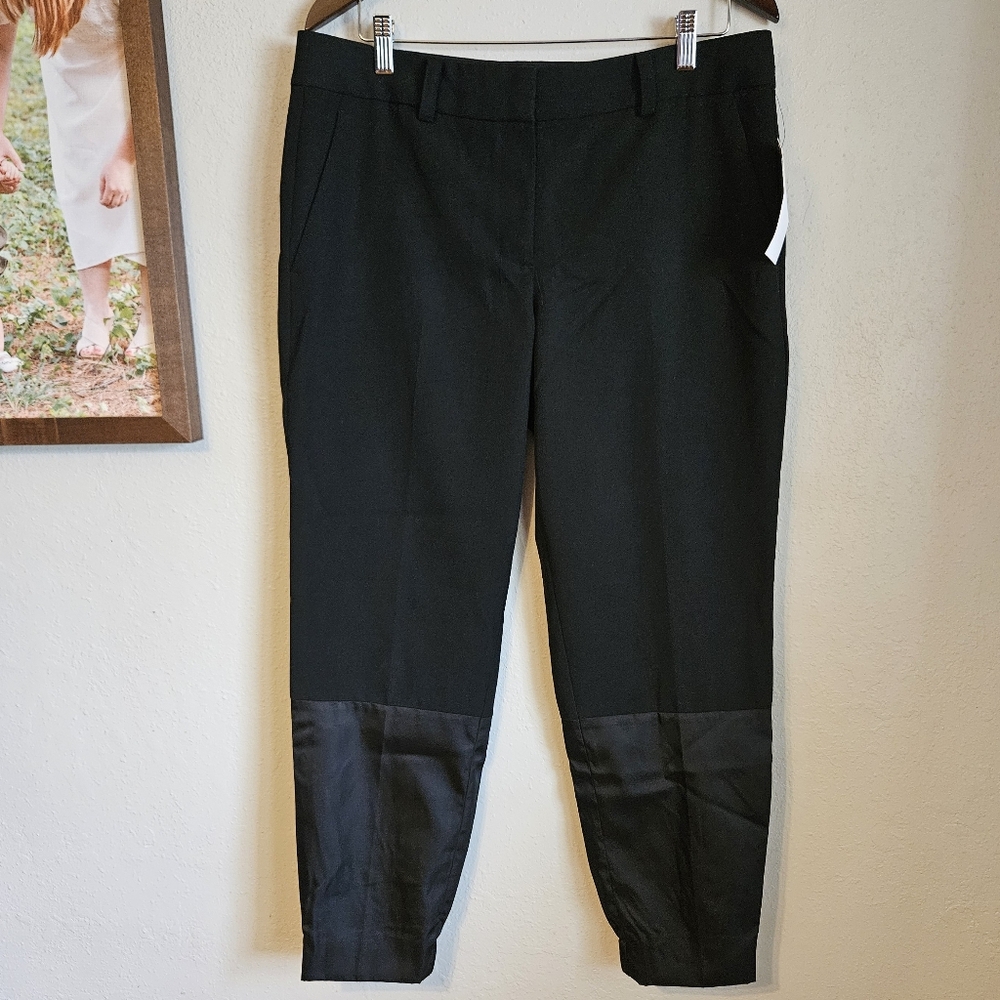 DKNY NWT Black 100% Wool Upper Pant Joggers 100% Nylon Lower Sz 12